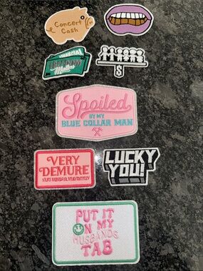 Assorted Embroidered Iron-On Patches - Pink, Green, Tan, Purple, White